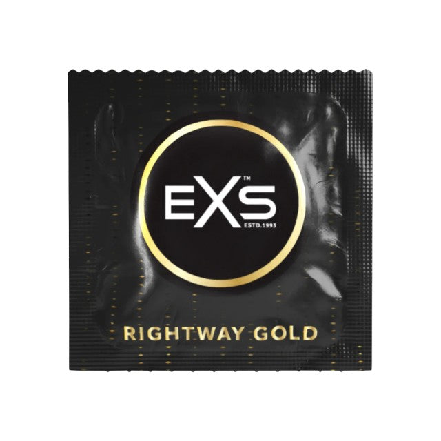 Prezervative EXS Rightway Gold - Dual Coloured Condoms, din latex, culoare alb cu auriu, 12 bucăți