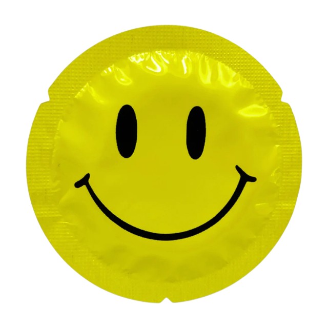 Prezervative EXS Smiley Face Condoms, design multicolor cu zâmbet, din latex, diametru 54 mm, 12 bucăți