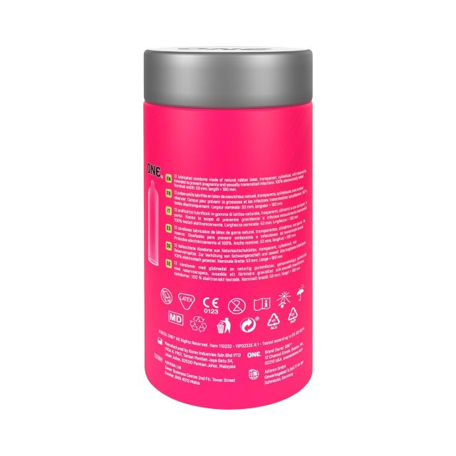 Prezervative ONE Flavor Waves, din latex Sensatex, lubrifiate, rezistente, cu 6 arome diferite, diametru 53 mm, 12 buc
