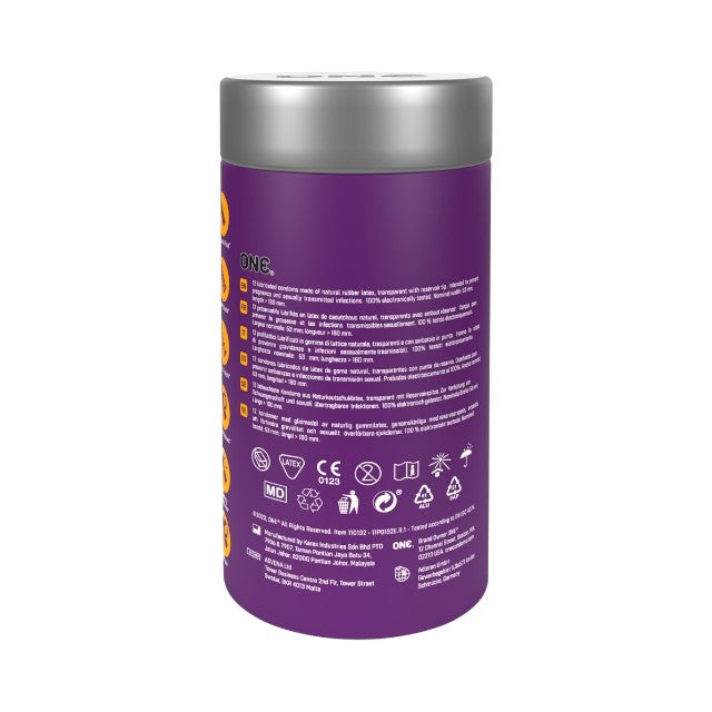 Prezervative ONE Mixed Pleasures, din latex Sensatex, set cu 6 tipuri de prezervative, diametru 53 mm, 12 buc