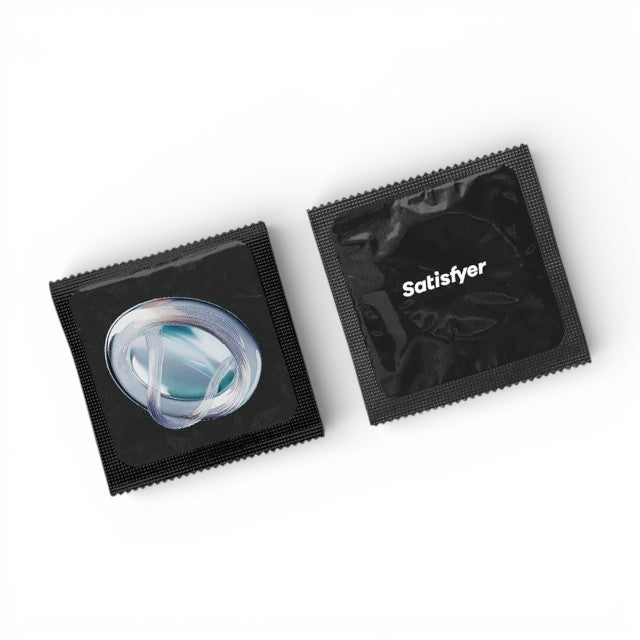 Prezervative SATISFYER Premium Condoms L, din latex, lubrifiate, design modern, diametru 56 mm, 100 bucăți