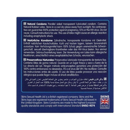 Prezervative SKINS Natural Premium Condoms, din latex ultra-subțire și rezistent, transparente, 4 bucăți