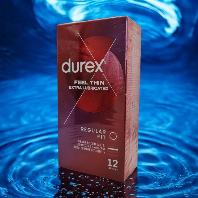 Prezervative ultra subtiri Durex Thin Feel, Extra Lubrifiate, 56 mm, 1 cutie x 12 buc