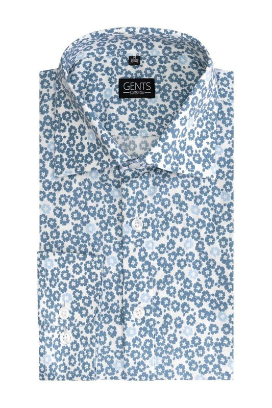 Print bloemetje grijs-blauw