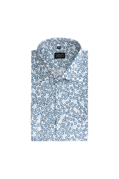 Print bloemetje grijs-blauw