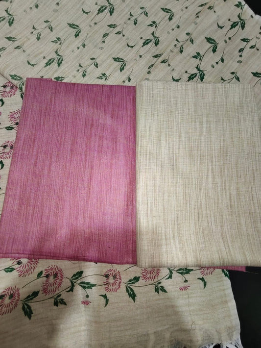 Indiehaat | Khadi Cotton Madhubani Suit Beige & Pink