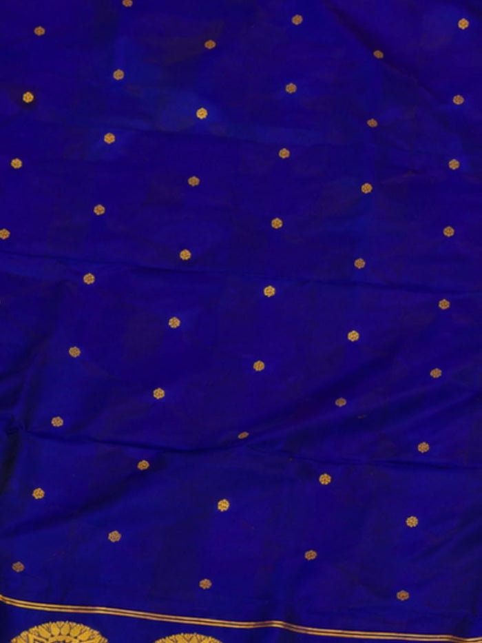 Indiehaat | Handloom Weaving Paithani Silk Saree Blue