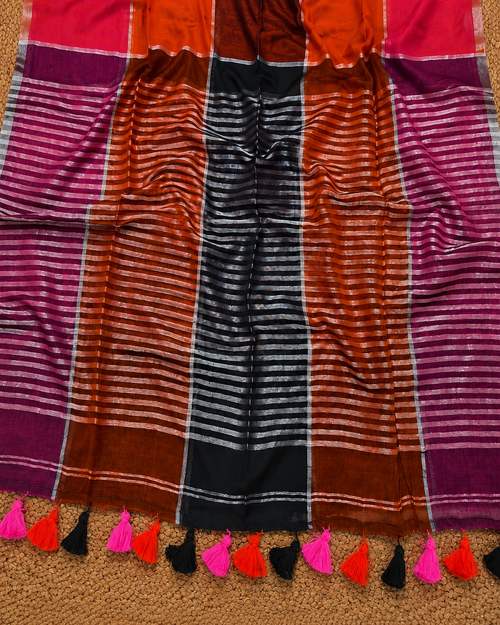 Indiehaat | Mul Cotton Handloom Saree Multicolour