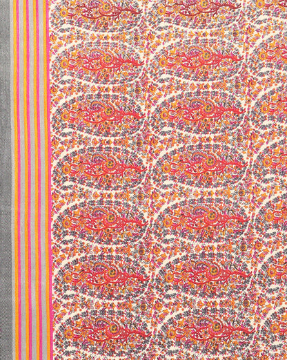 Indiehaat | Kashmiri Silk Printed Saree Red & Brown