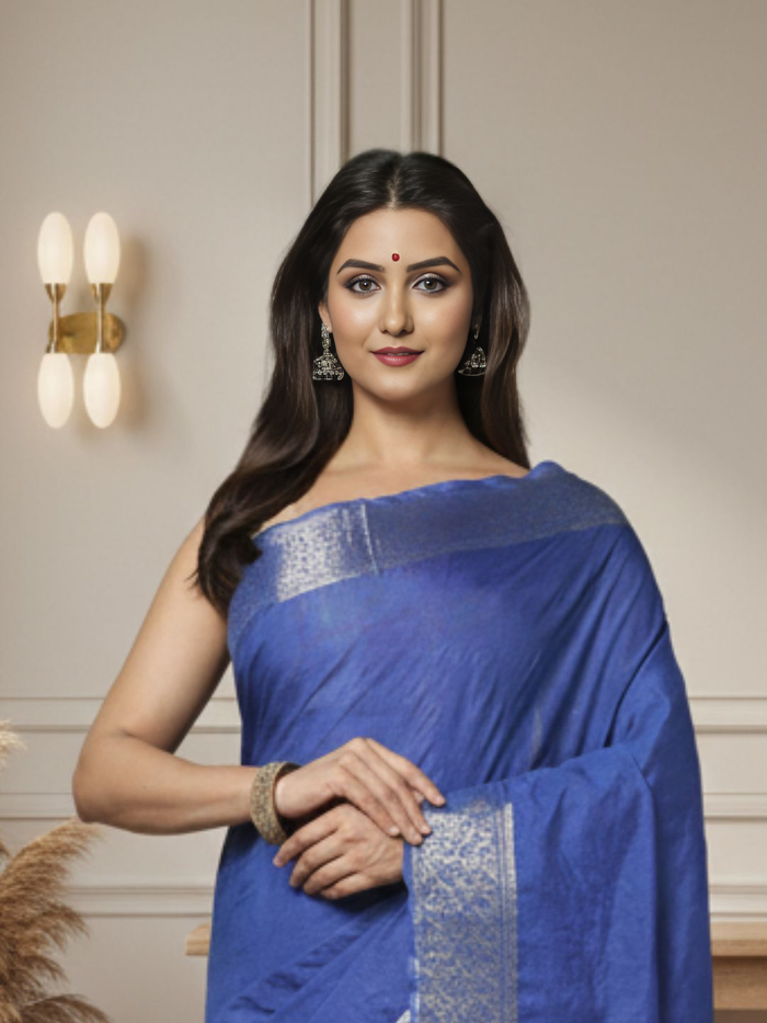 Regal Edge Kota Banarasi Silk Saree Blue