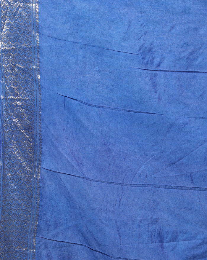 Indiehaat | Kota Banarasi Silk Hand Dyed Saree Blue