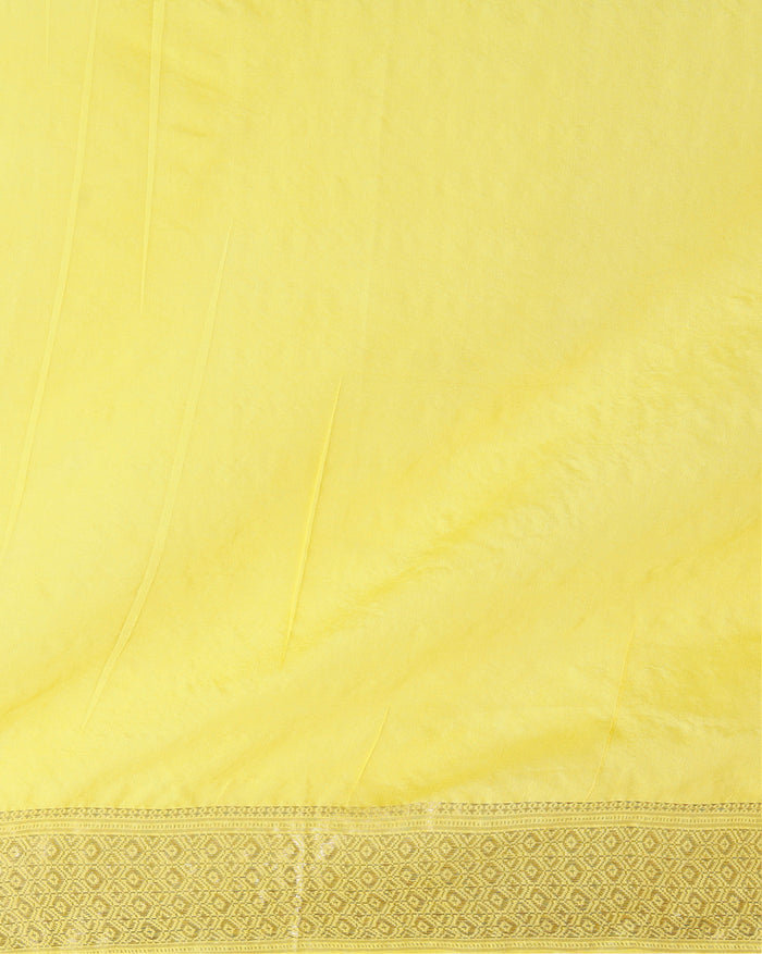 Indiehaat | Kota Banarasi Silk Hand Dyed Saree Yellow