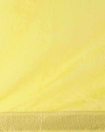 Indiehaat | Kota Banarasi Silk Hand Dyed Saree Yellow