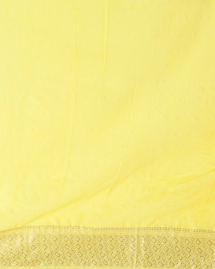 Indiehaat | Kota Banarasi Silk Hand Dyed Saree Yellow