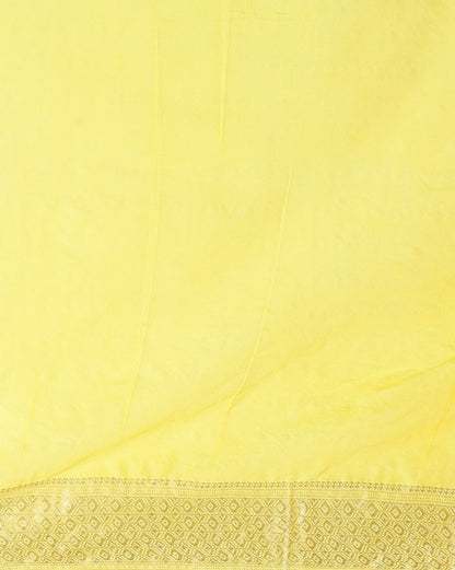 Indiehaat | Kota Banarasi Silk Hand Dyed Saree Yellow