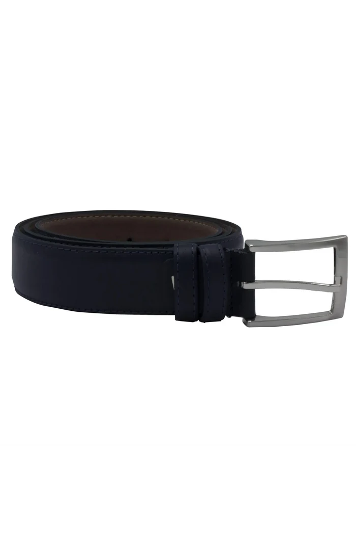 Riem NOS  leder blauw met zilverkleurige gesp en stevige afwerking.