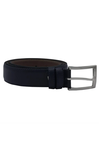 Riem NOS  leder blauw met zilverkleurige gesp en stevige afwerking.