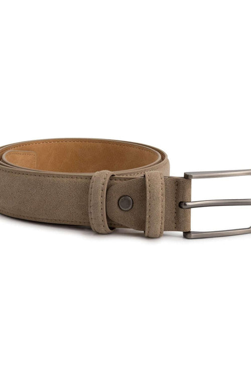 Riem suede beige - beige suède riem met robuuste gesp en zachte textuur.