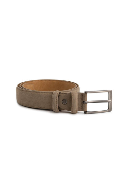 Riem suede beige, beige suède riem met robuuste gesp en zachte textuur.
