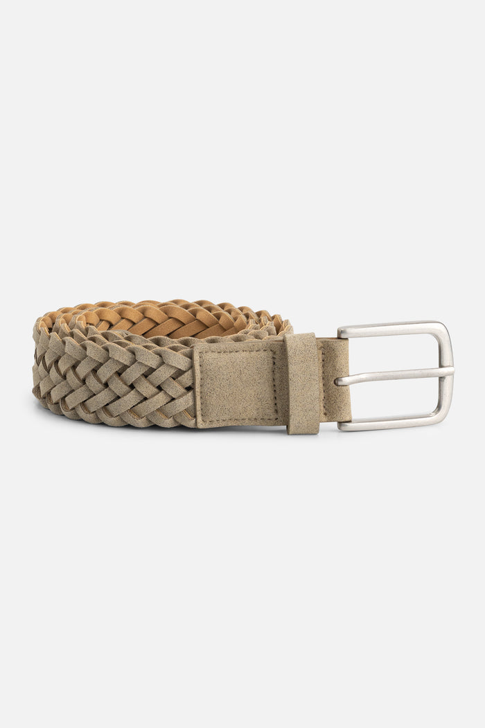 Riem suede gevlochten beige
