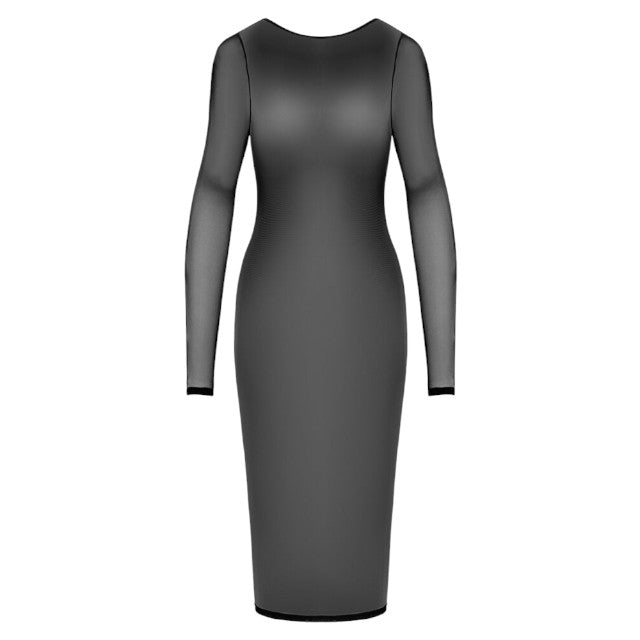 Rochie sexy COTTELLI Party Dress, lenjerie erotică din plasă cu lanț și fermoar pe spate, culoare negru, mărime S