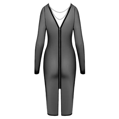 Rochie sexy COTTELLI Party Dress, lenjerie erotică din plasă cu lanț și fermoar pe spate, culoare negru, mărime S