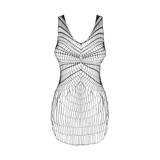 Rochie sexy OBSESSIVE, model geometric, tricot fin și elastic, culoare negru, mărime universală (model D607)