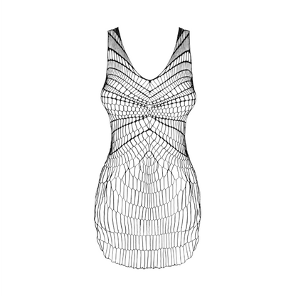 Rochie sexy OBSESSIVE, model geometric, tricot fin și elastic, culoare negru, mărime universală (model D607)