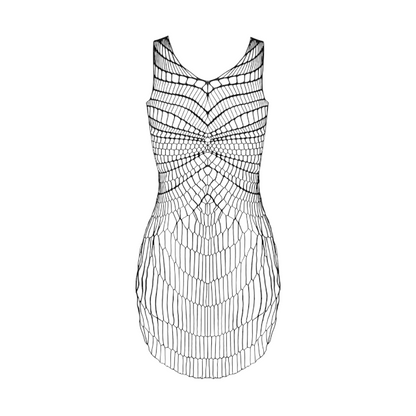 Rochie sexy OBSESSIVE, model geometric, tricot fin și elastic, culoare negru, mărime universală (model D607)