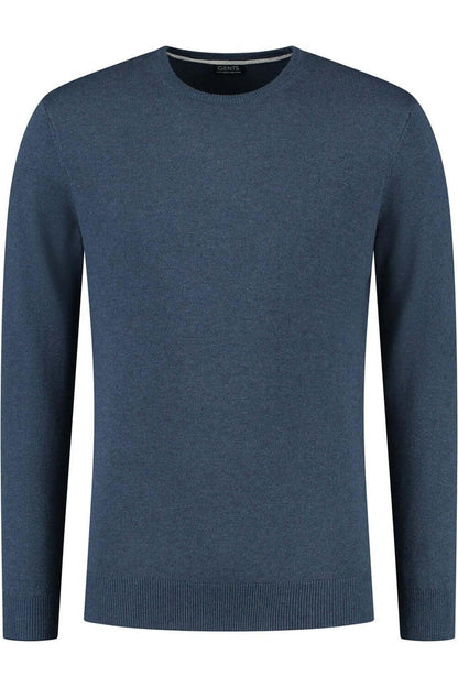 Ronde hals denim trui in donkerblauwe kleur, regular-fit voor herfst/winter
