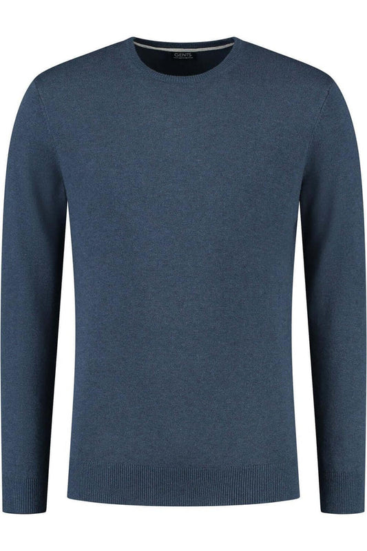 Ronde hals denim trui in donkerblauwe kleur, regular-fit voor herfst/winter