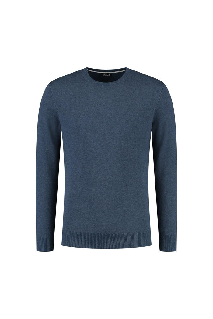 Ronde hals denim trui in blauw met regular-fit voor herfst en winter