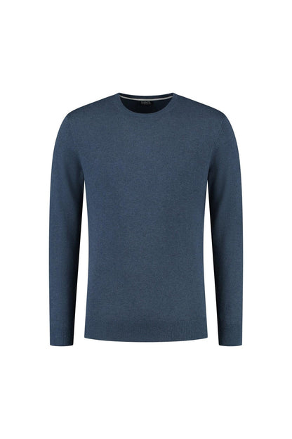Ronde hals denim trui in blauw met regular-fit voor herfst en winter