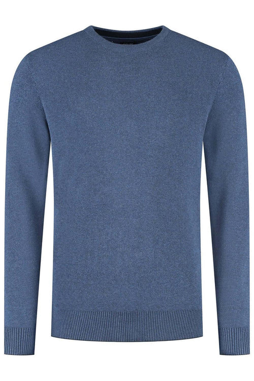 Ronde hals two-tone blauw, katoenen sweater met comfortabele ronde hals en veelzijdig design.