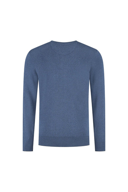 Ronde hals two-tone blauw katoenen sweater met lange mouwen en comfortabele pasvorm.