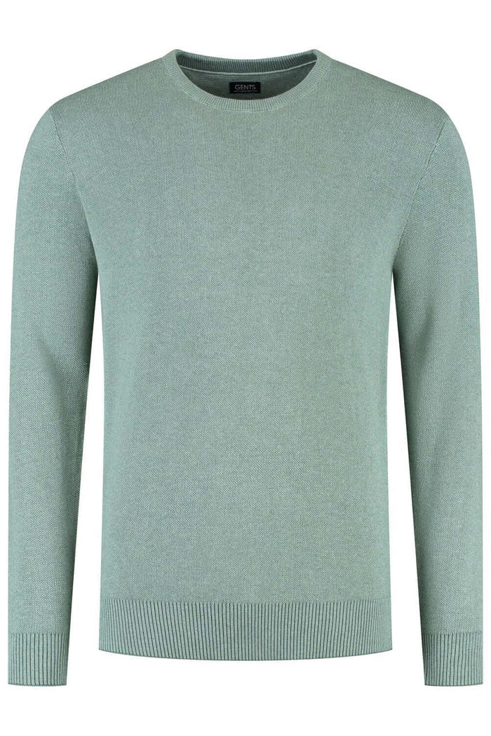 Ronde hals two-tone groen katoenen trui met ronde hals in ademend groen