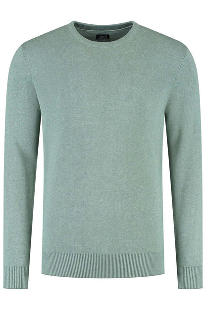 Ronde hals two-tone groen katoenen trui met ronde hals in ademend groen