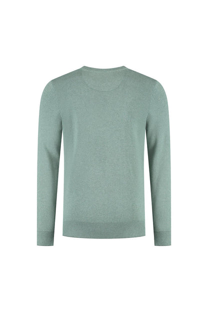 Ronde hals two-tone groen ademende katoenen trui met ronde hals in groene tweekleur.