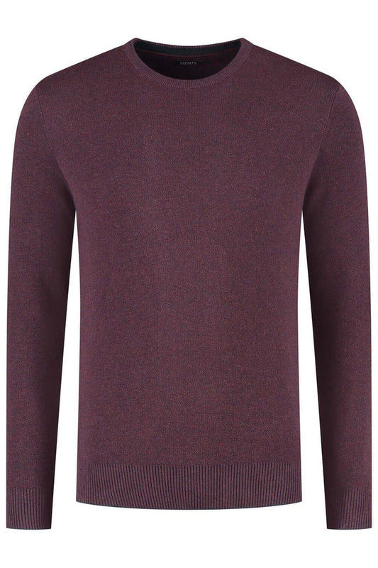 Ronde hals two-tone rood ademend katoenen trui met ronde hals in tweekleurig rood.