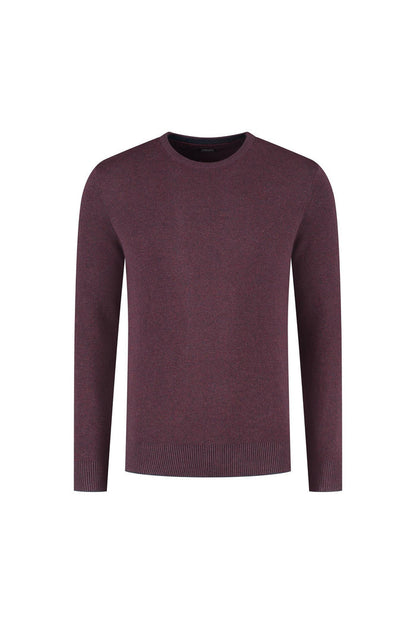 Ronde hals two-tone rood ademend katoenen trui met ronde hals, tweekleurig rood.