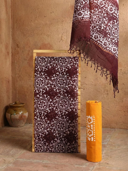 Indiehaat | Kota Doria Hand Wax Batik Suit Brown