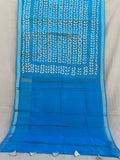 Indiehaat | Pure Chandei Silk Applique Saree Blue