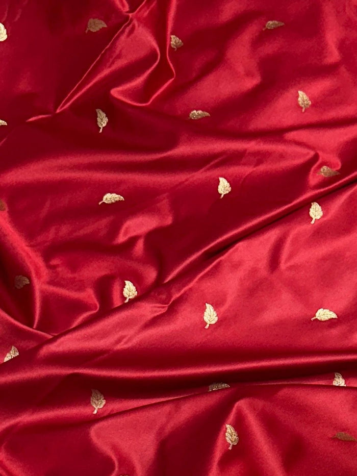 Indiehaat | Red Mashru Katan Silk Saree | Brocade