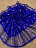 Indiehaat | Blue Mashru Katan Silk Saree | Brocade
