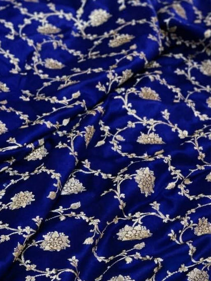 Indiehaat | Blue Mashru Katan Silk Saree | Brocade