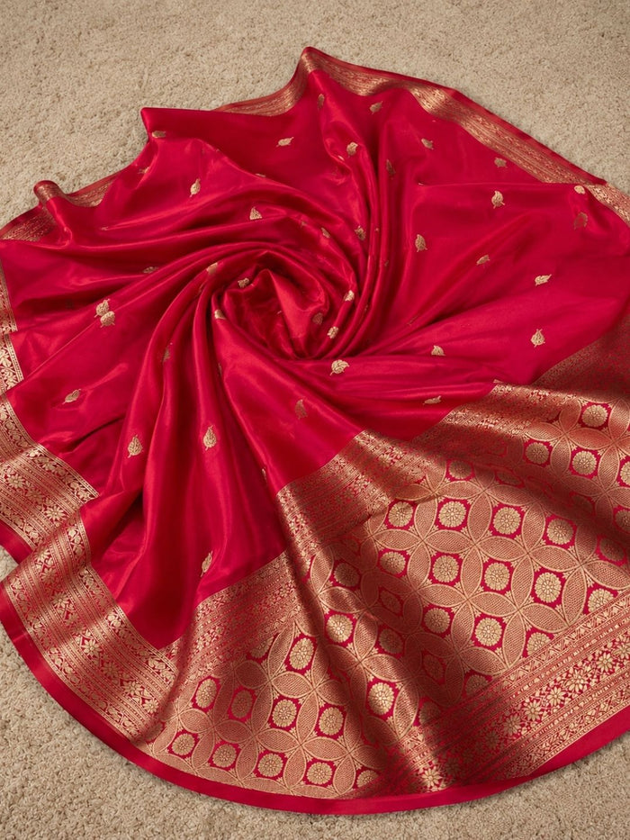 Indiehaat | Pink Mashru Katan Silk Saree | Brocade