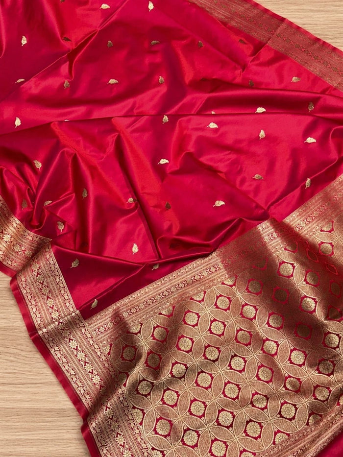 Indiehaat | Pink Mashru Katan Silk Saree | Brocade