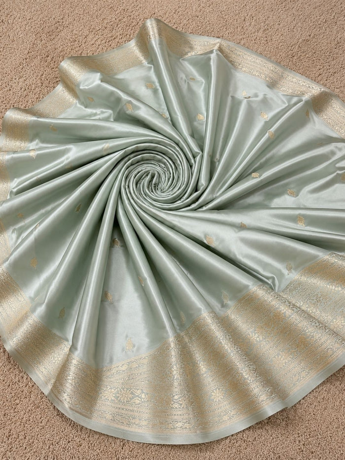 Indiehaat | Gray Mashru Katan Silk Saree | Brocade