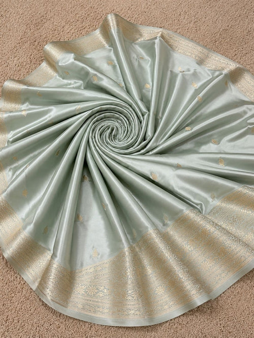 Indiehaat | Gray Mashru Katan Silk Saree | Brocade