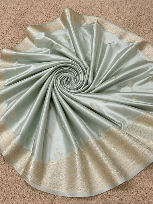 Indiehaat | Gray Mashru Katan Silk Saree | Brocade
